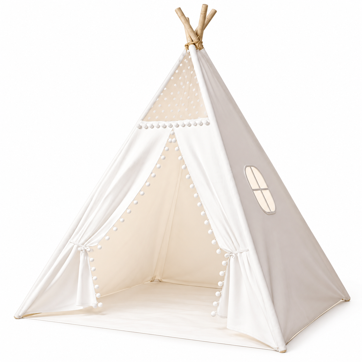 Tipi blanc — sur fond blanc avec ombre douce