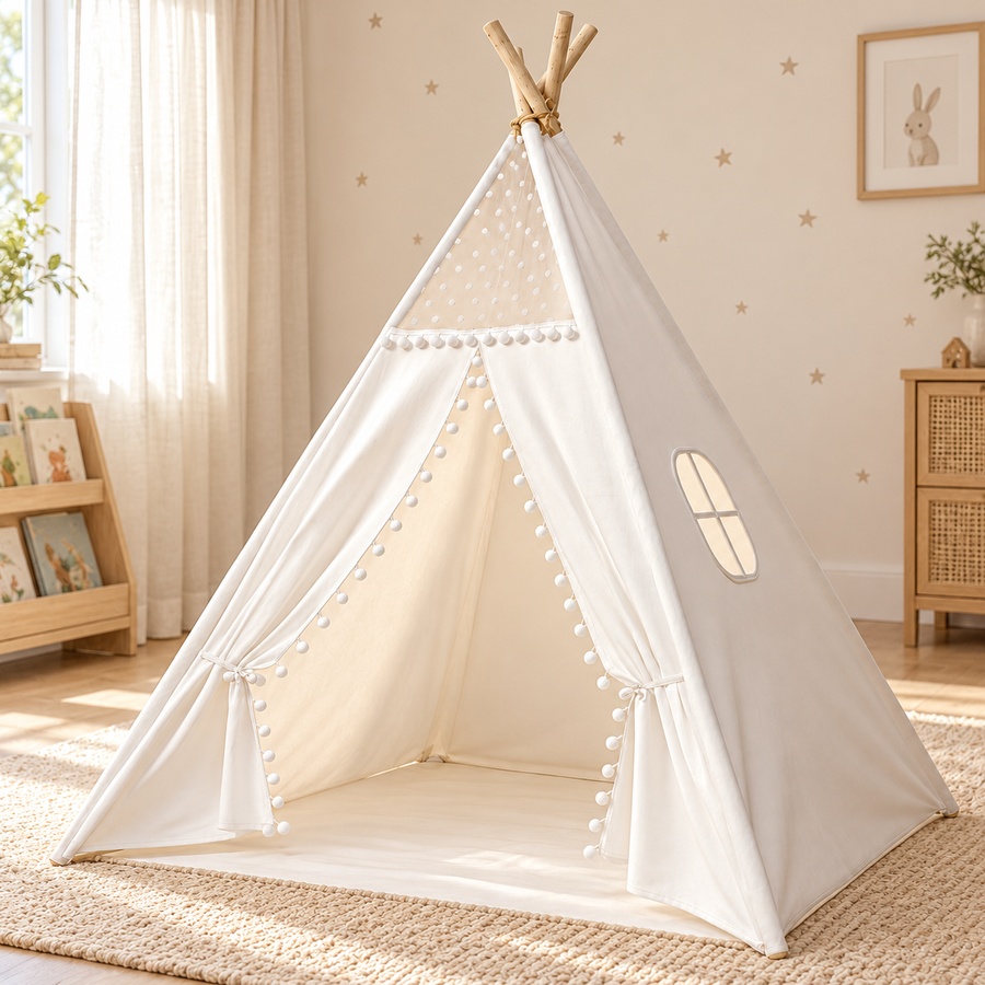 Tipi blanc — en situation dans une chambre lumineuse