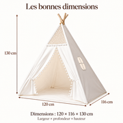 Tipi blanc — dimensions du produit : 120 × 116 × 130 cm