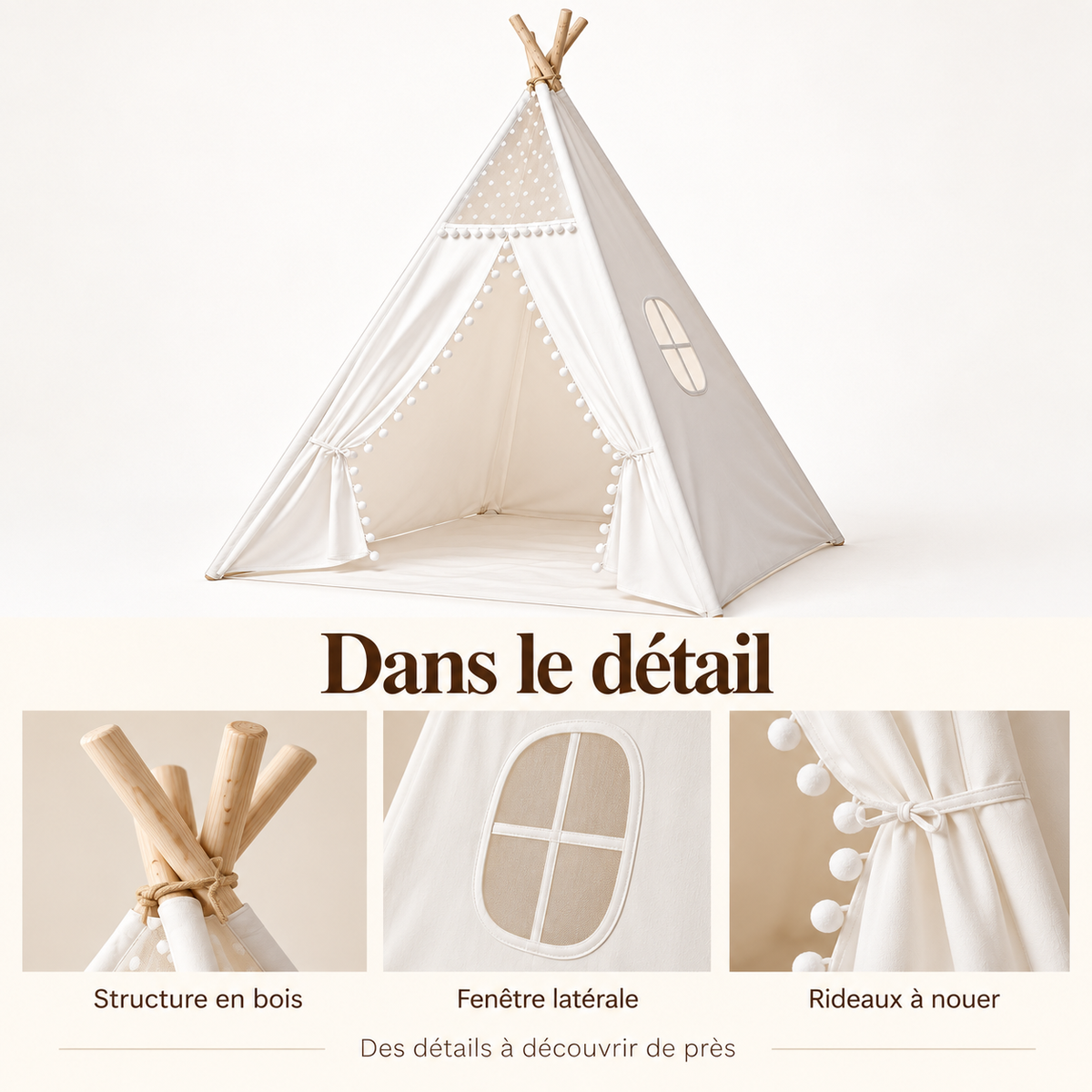 Tipi blanc — détails de la construction