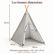 Tipi chevron — dimensions du produit : 120 × 120 × 155 cm