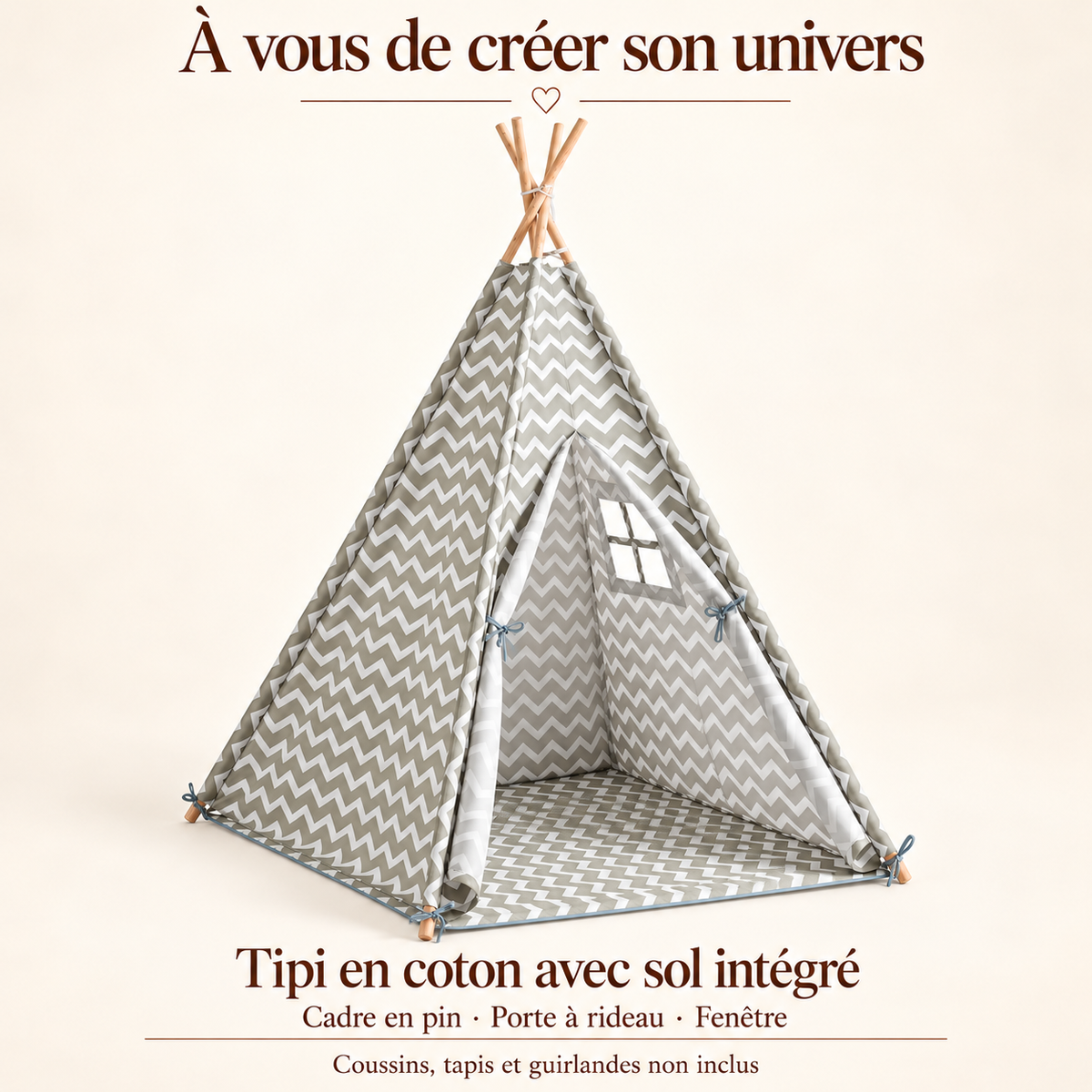Tipi chevron — contenu et accessoires