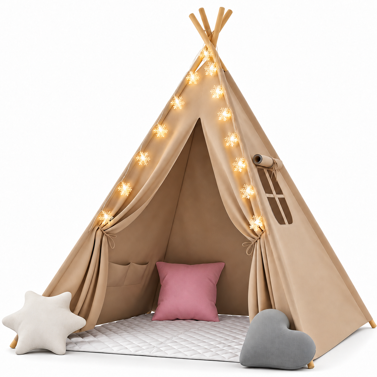 Tipi kaki — sur fond blanc avec ombre douce
