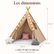 Tipi kaki — dimensions du produit : 130 × 130 × 160 cm