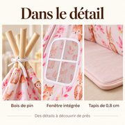 Détails du tipi rose : pin, fenêtre et tapis de 0,8 cm